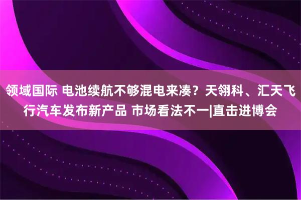 领域国际 电池续航不够混电来凑？天翎科、汇天飞行汽车发布新产品 市场看法不一|直击进博会